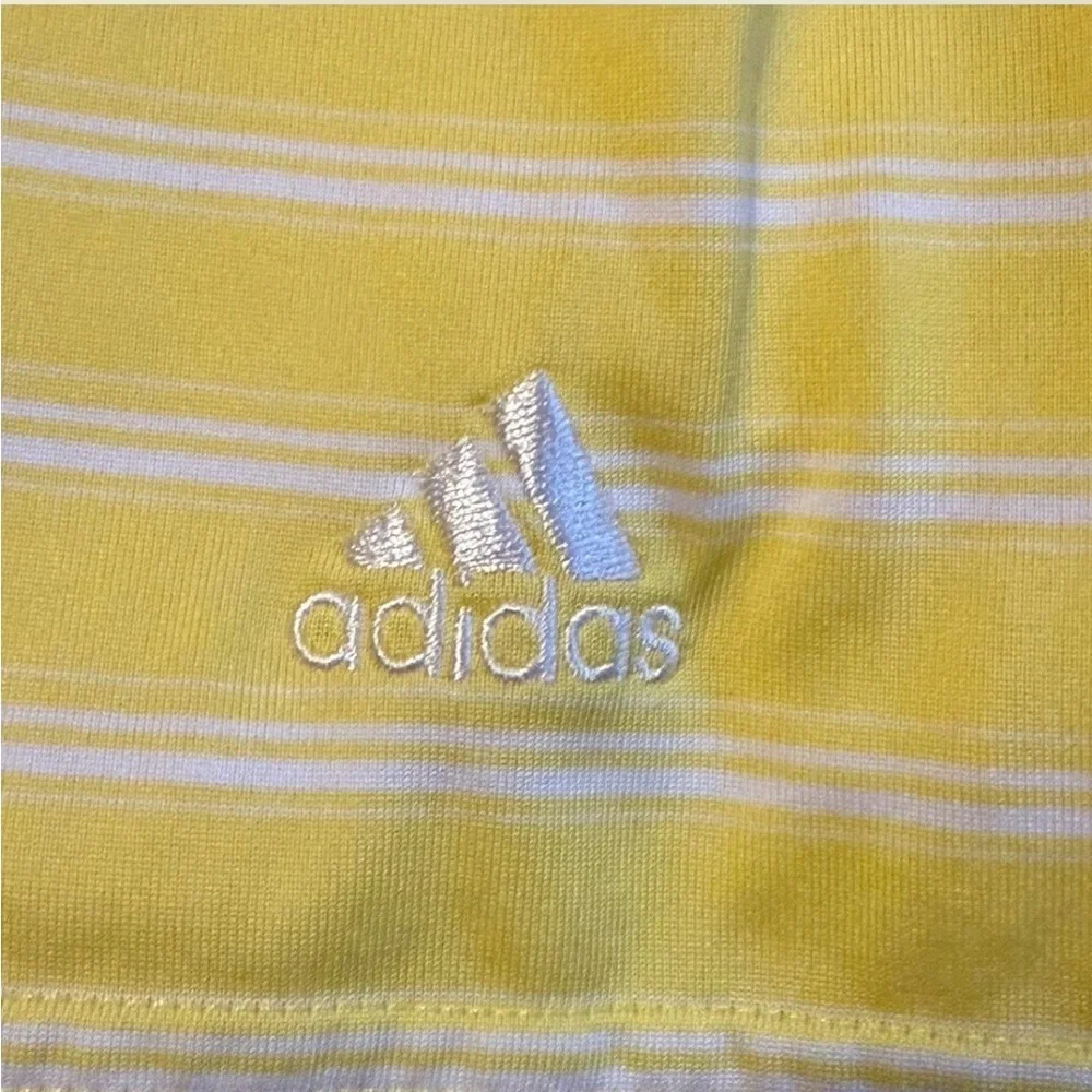 Adidas Climalite Yellow Striped Golf Polo Shirt Small Performance